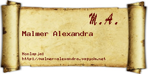 Malmer Alexandra névjegykártya